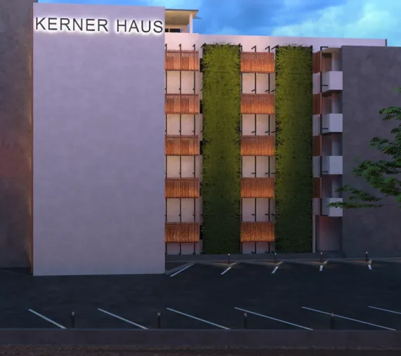 The Kerner Haus Kandy building with a vertical living green wall
