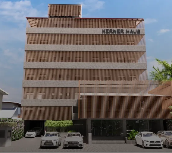 The Kerner Haus building at Mount Lavinia with parking forecourt